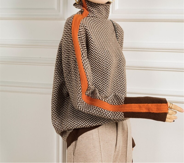 Diane | Herringbone Luxe Turtleneck