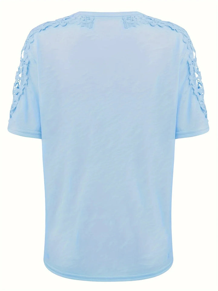 Ancuta - Elegant Summer Short Sleeve T Shirt With Lace