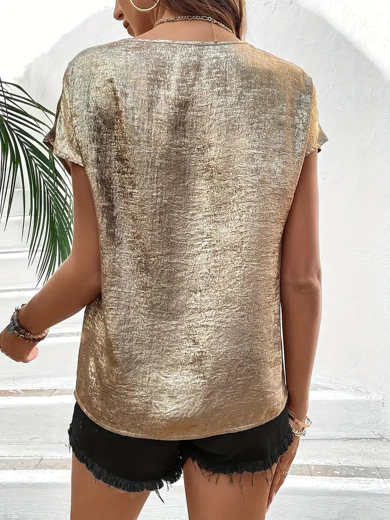 Erifyli - Elegant V-Neck Blouse