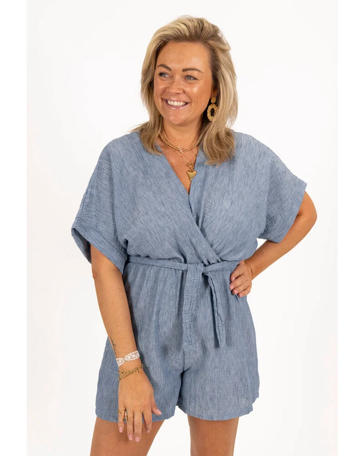 Lerusik - Linen Short Sleeve Playsuit