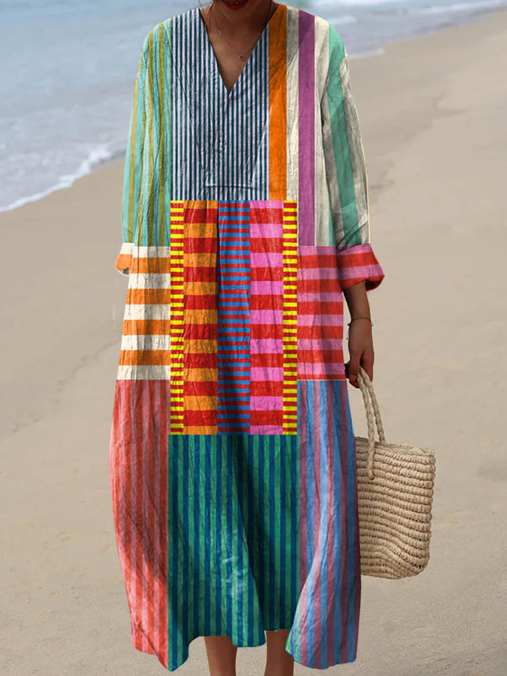 Slavko - Vintage Geometric Pattern Cotton Dress