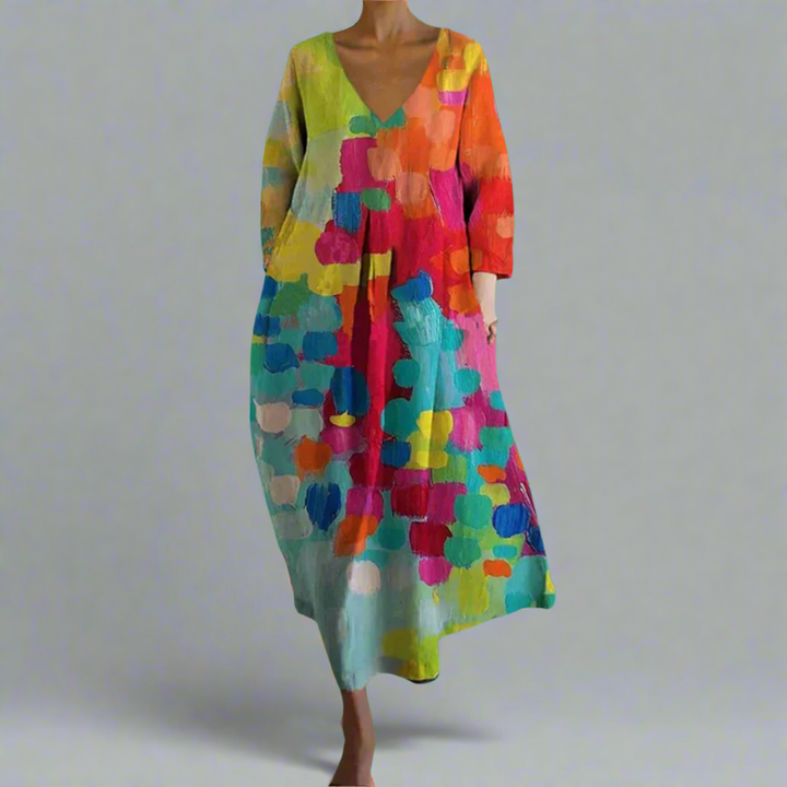 Leticia - Colorful V Neck Dress