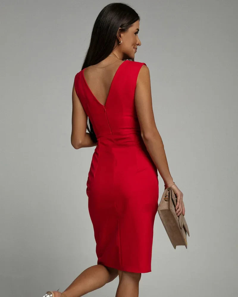 Sumitra - Elegant V Neck Mini Dress