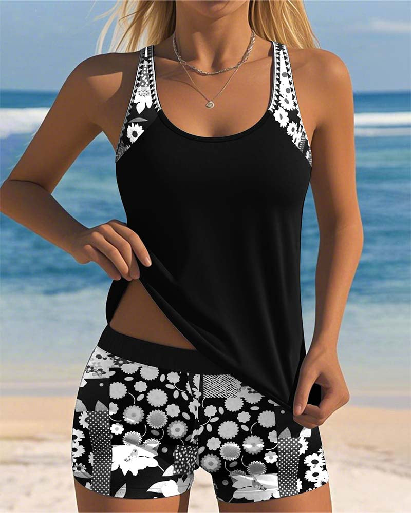 Maritta - Linen Printed Swimsuit