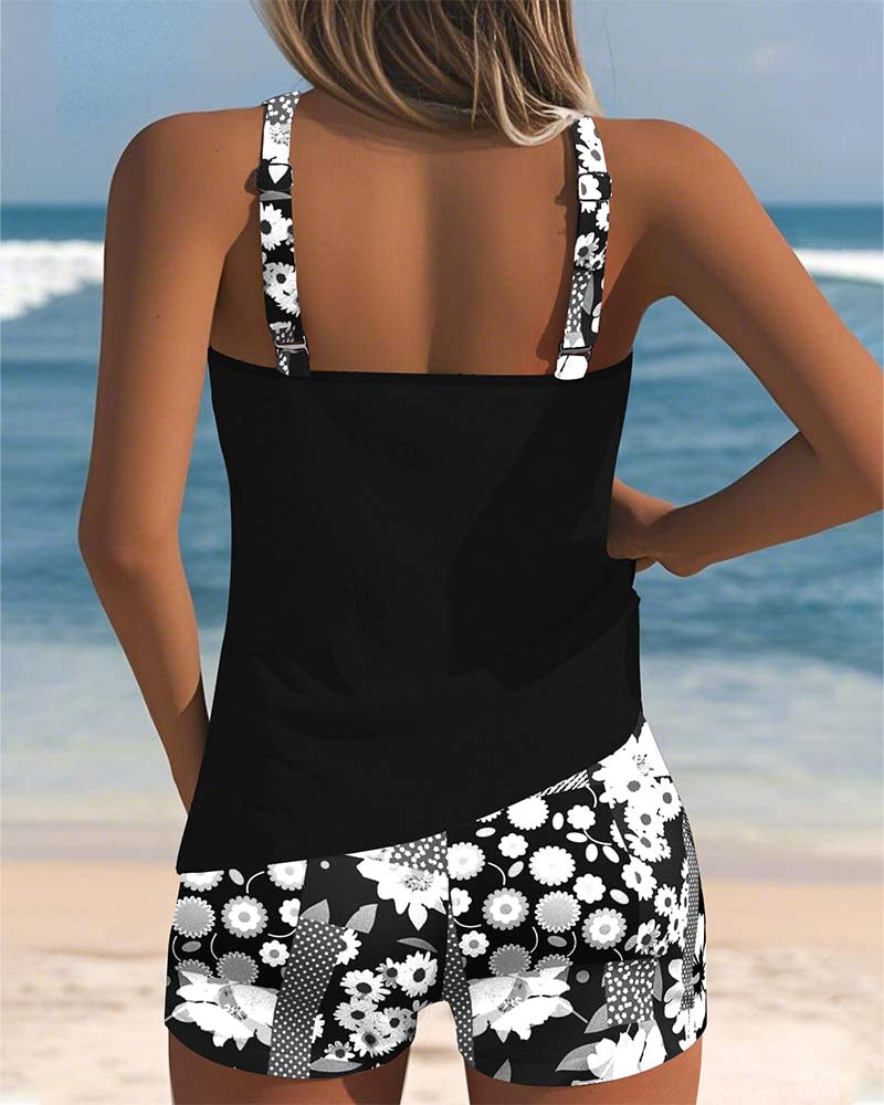 Maritta - Linen Printed Swimsuit