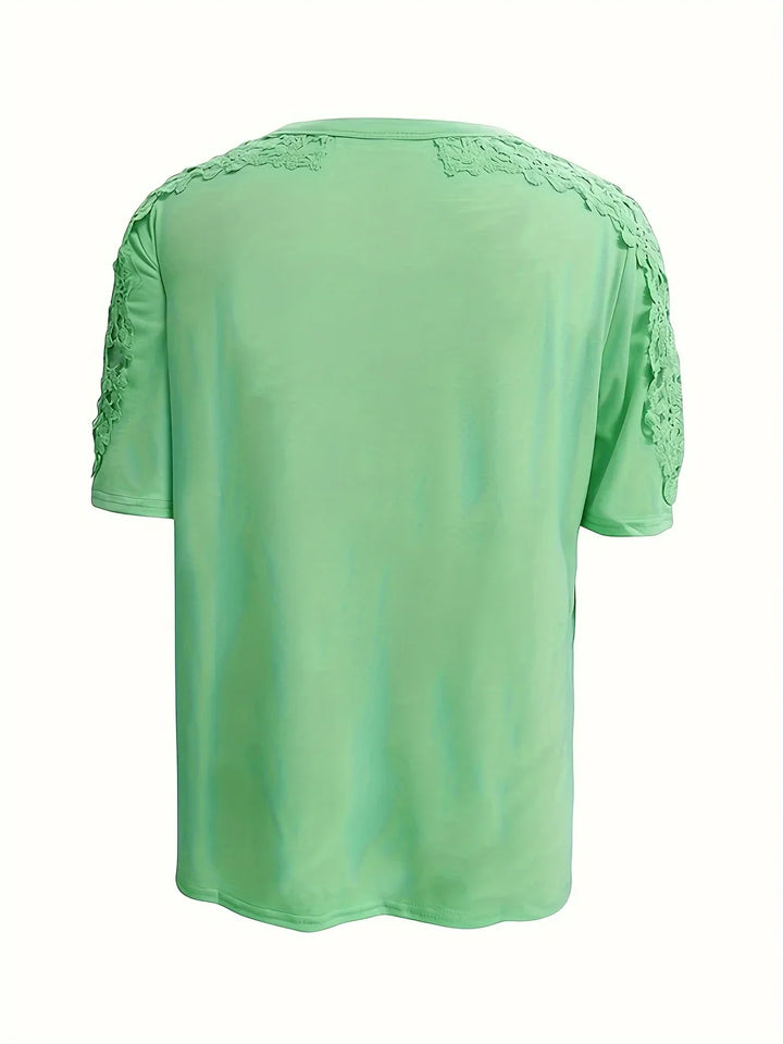 Ancuta - Elegant Summer Short Sleeve T Shirt With Lace