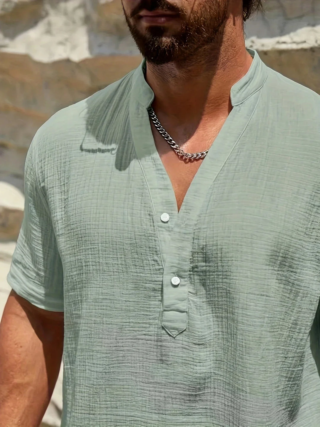 Sancho - Elegant Summer Shirt With Stand Collar