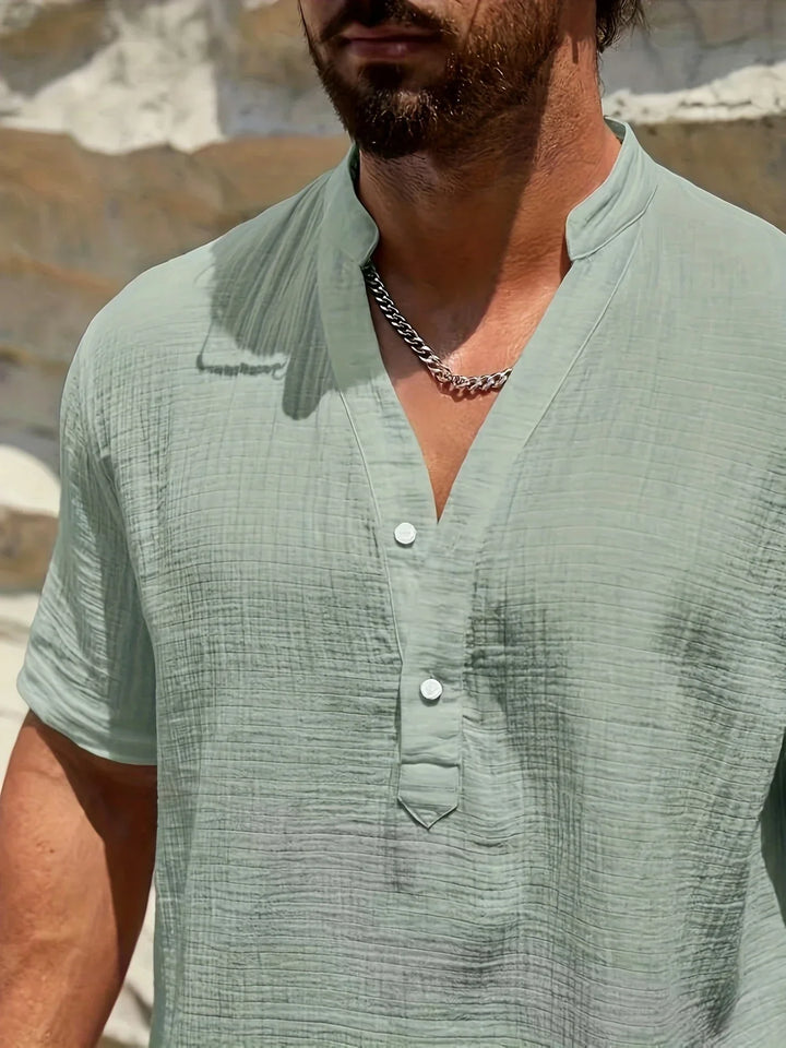 Sancho - Elegant Summer Shirt With Stand Collar