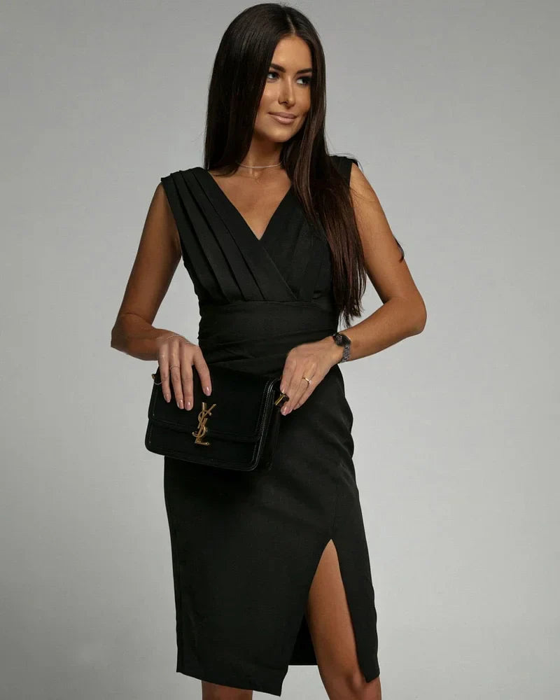 Sumitra - Elegant V Neck Mini Dress