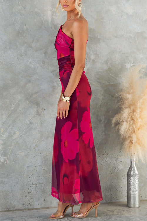 Lindsey - Elegant Floral Print Long Dress