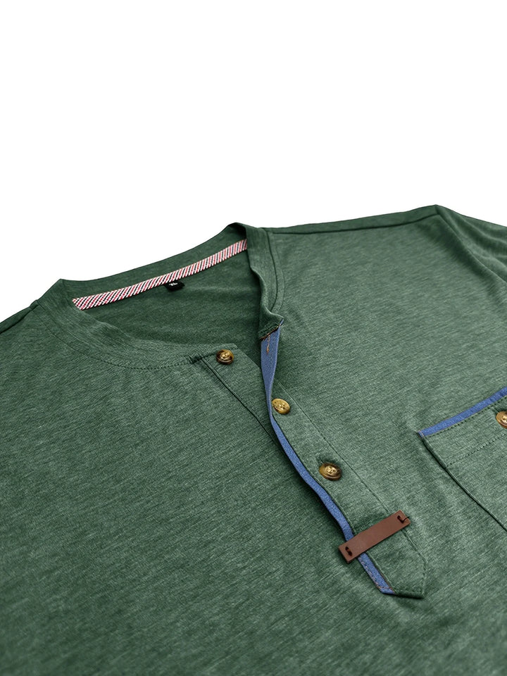 Saxon - Elegant Round Neck T Shirt With Pocket