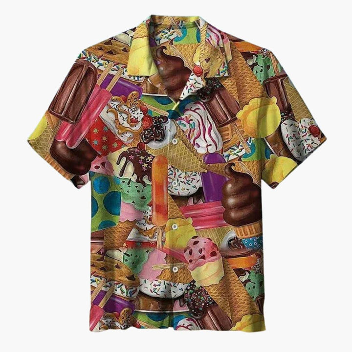 Lubomir - Elegant Summer Shirt With Ice Cream Print