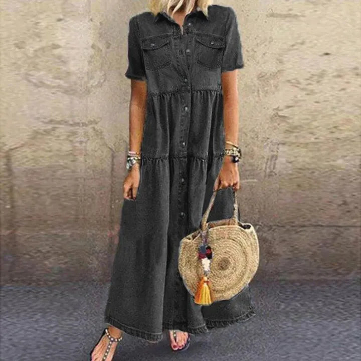 Gudelia - Casual Short Sleeve Dress With Pocket