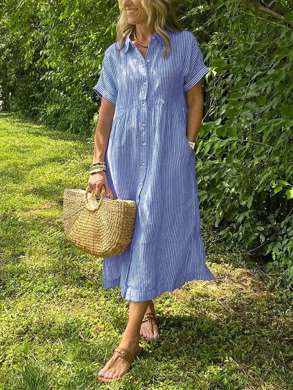 Samara - Stylish Striped Shirt Dress