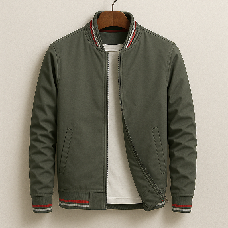 Gleb - Stylish Bomber Jacket with Stripe Details