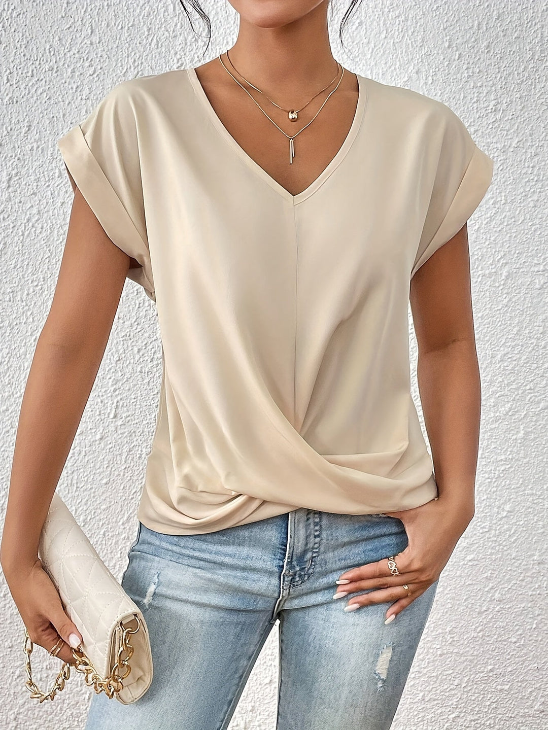 Kathrina | Twist Front V-Neck Shirt