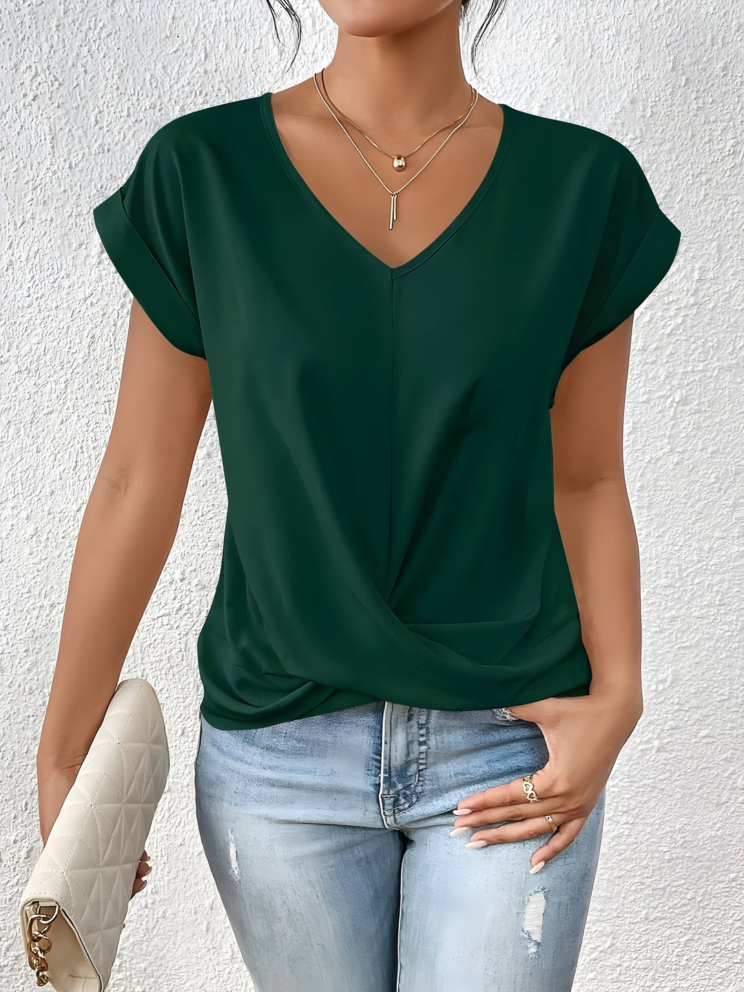 Kathrina | Twist Front V-Neck Shirt