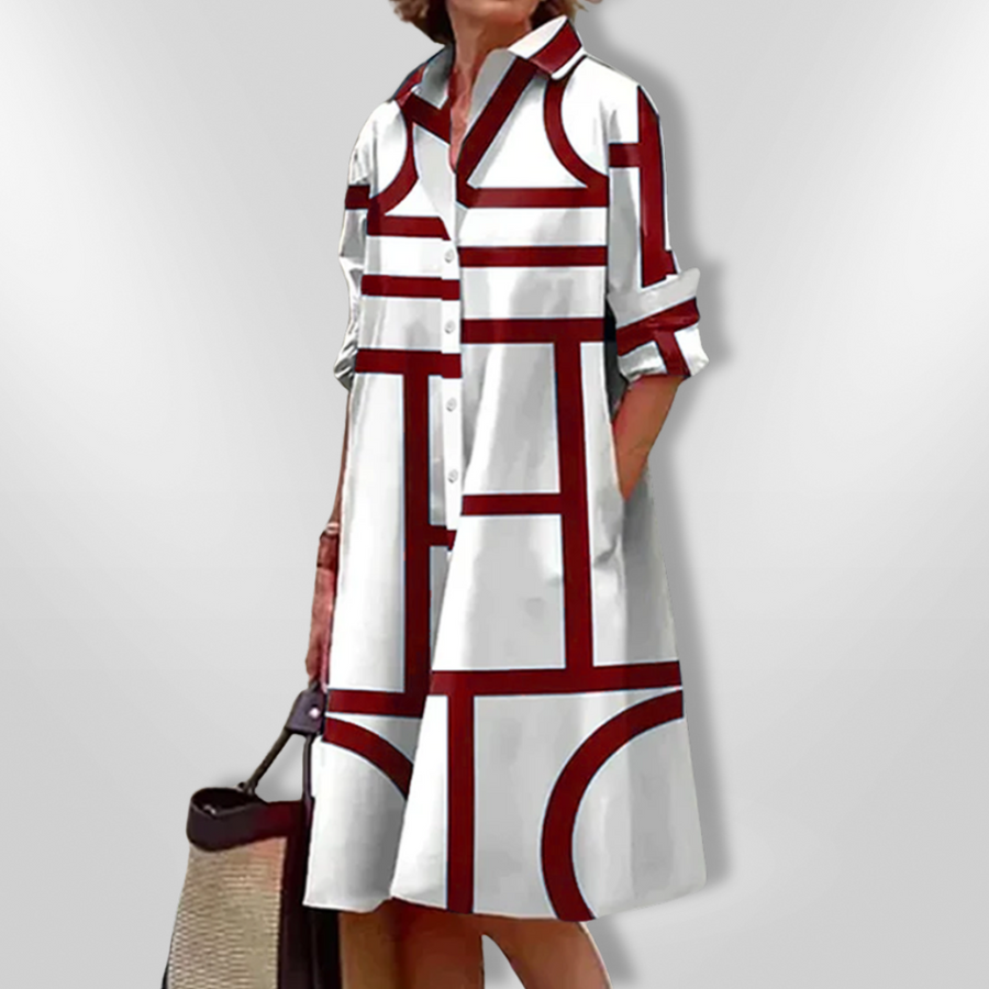 Lynna - Casual Midi Dress With Pockets And Button