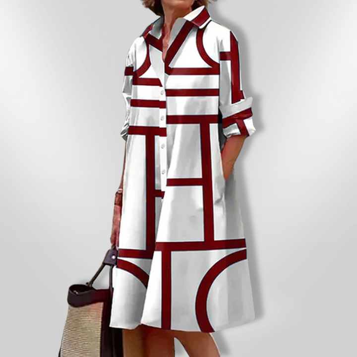 Lynna - Casual Midi Dress With Pockets And Button