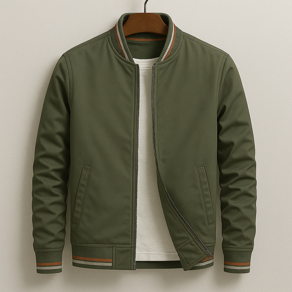 Gleb - Stylish Bomber Jacket with Stripe Details