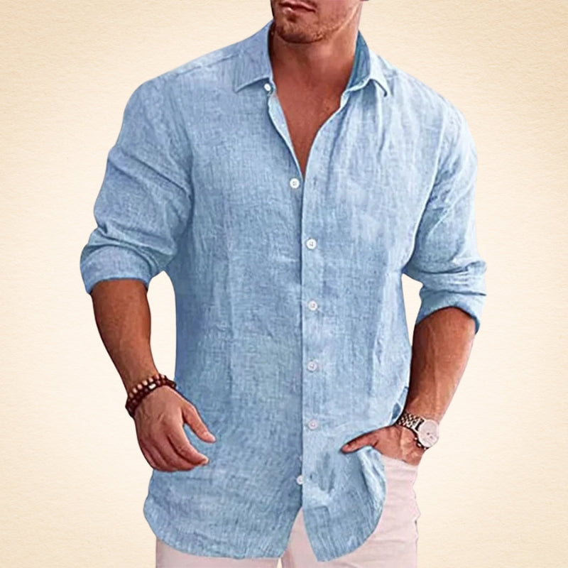 Guillermo - Casual Linen Long Sleeve Shirt