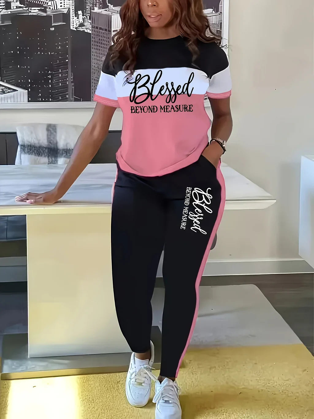 Fotini - Summer Fashionable Contrasting Colorful Casual Sporty Suit