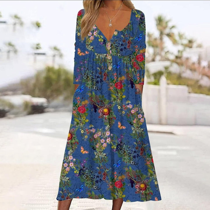 Kylie - Butterfly Print Long Dress