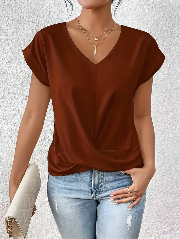 Kathrina | Twist Front V-Neck Shirt