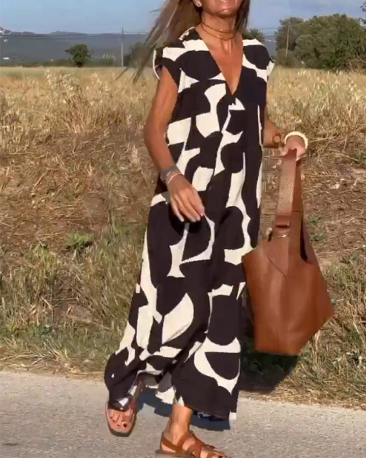 Sarinya - Printed Dress With V-Neck