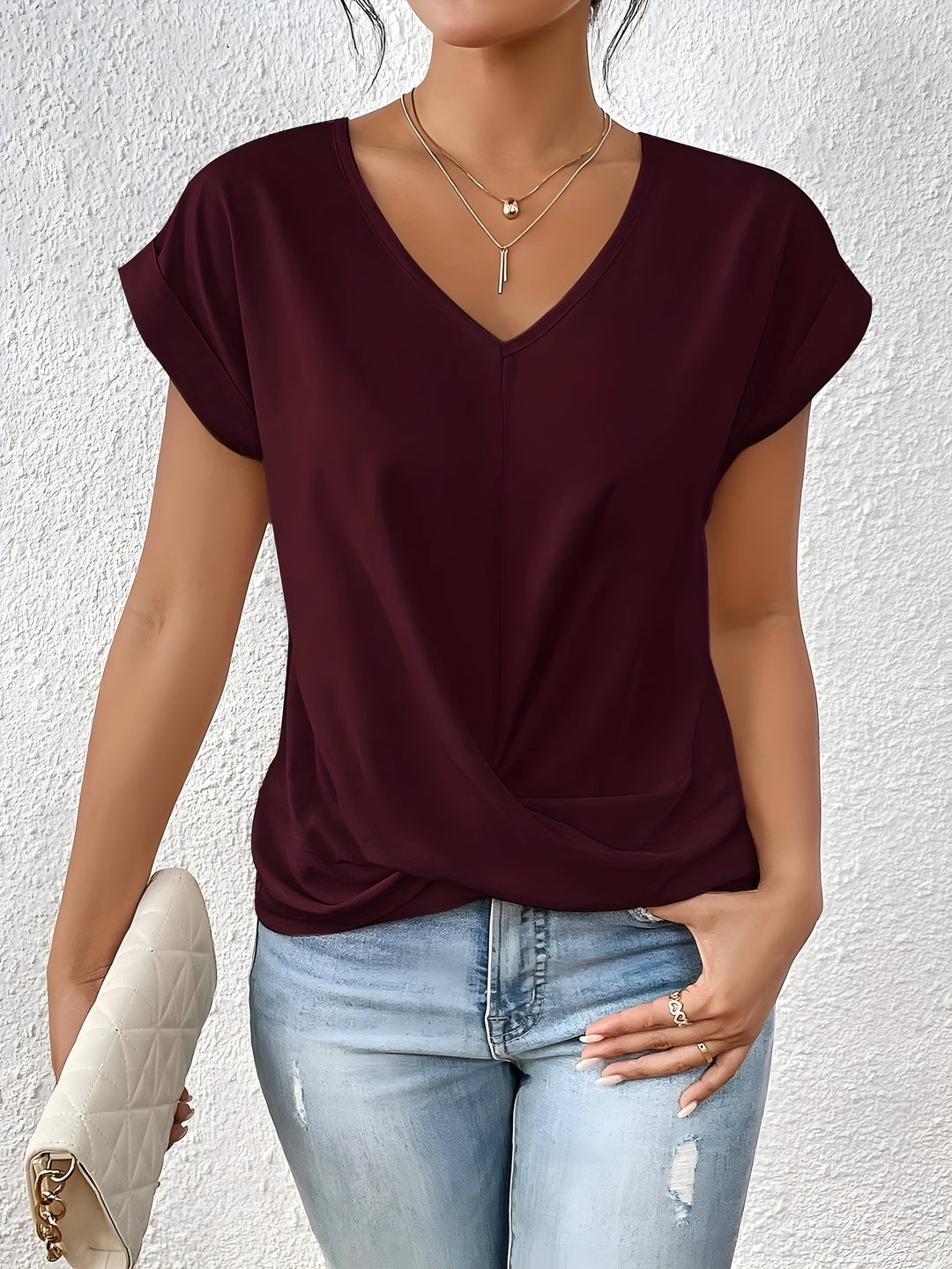 Kathrina | Twist Front V-Neck Shirt