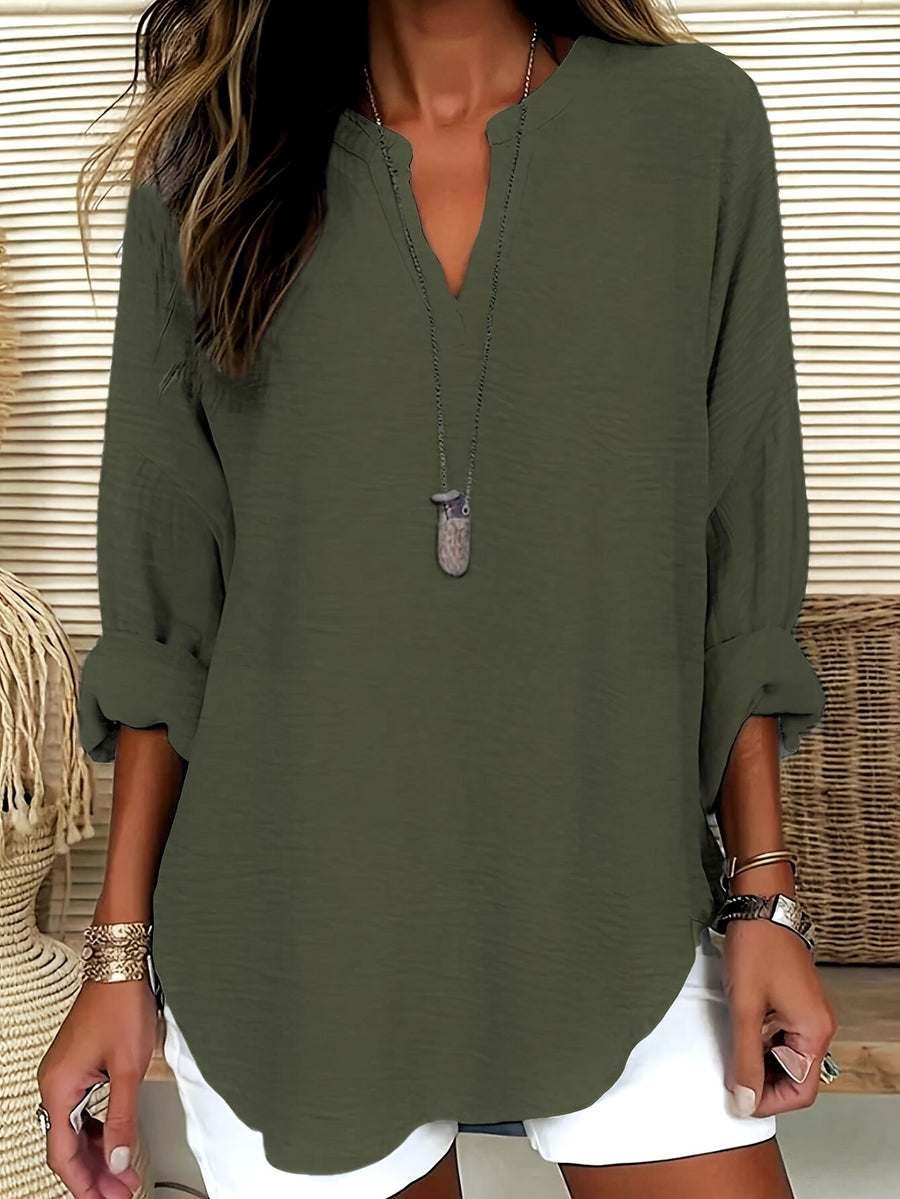 Shawna - V-Neck And Long Sleeve Blouse