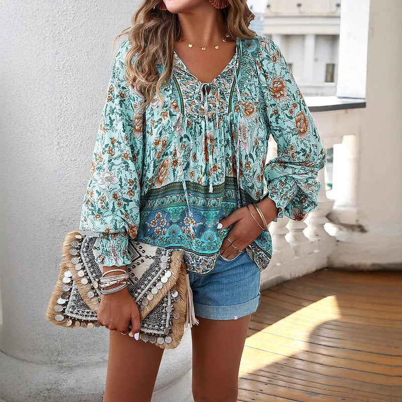 Sallie - Holiday Top with Print