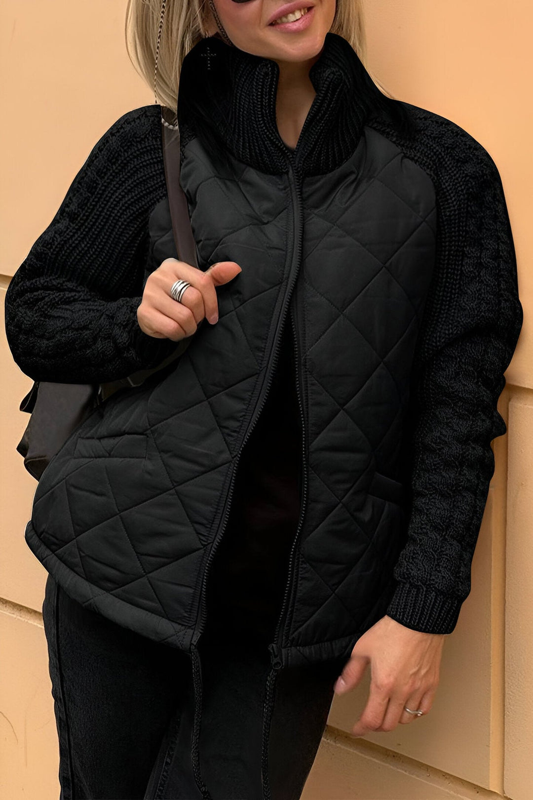 Leonarda - Knitted Patchwork Zipper Jacket