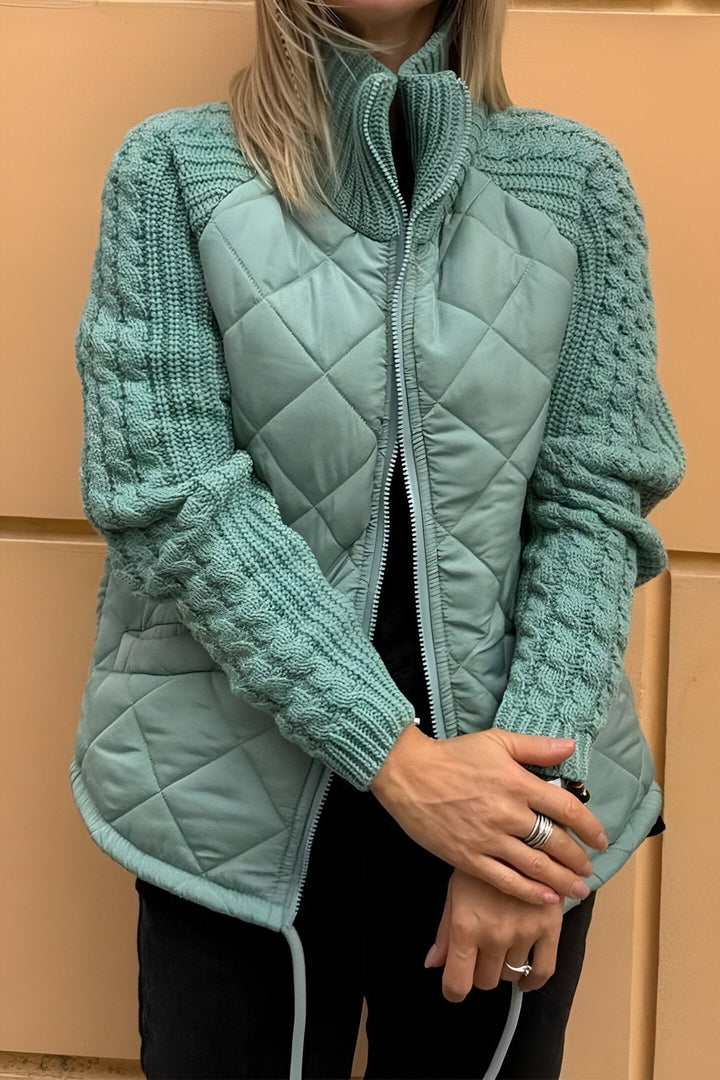 Leonarda - Knitted Patchwork Zipper Jacket