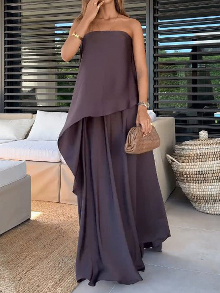 Kerstin - One Shoulder Blouse & Long Skirt 2 Piece Set