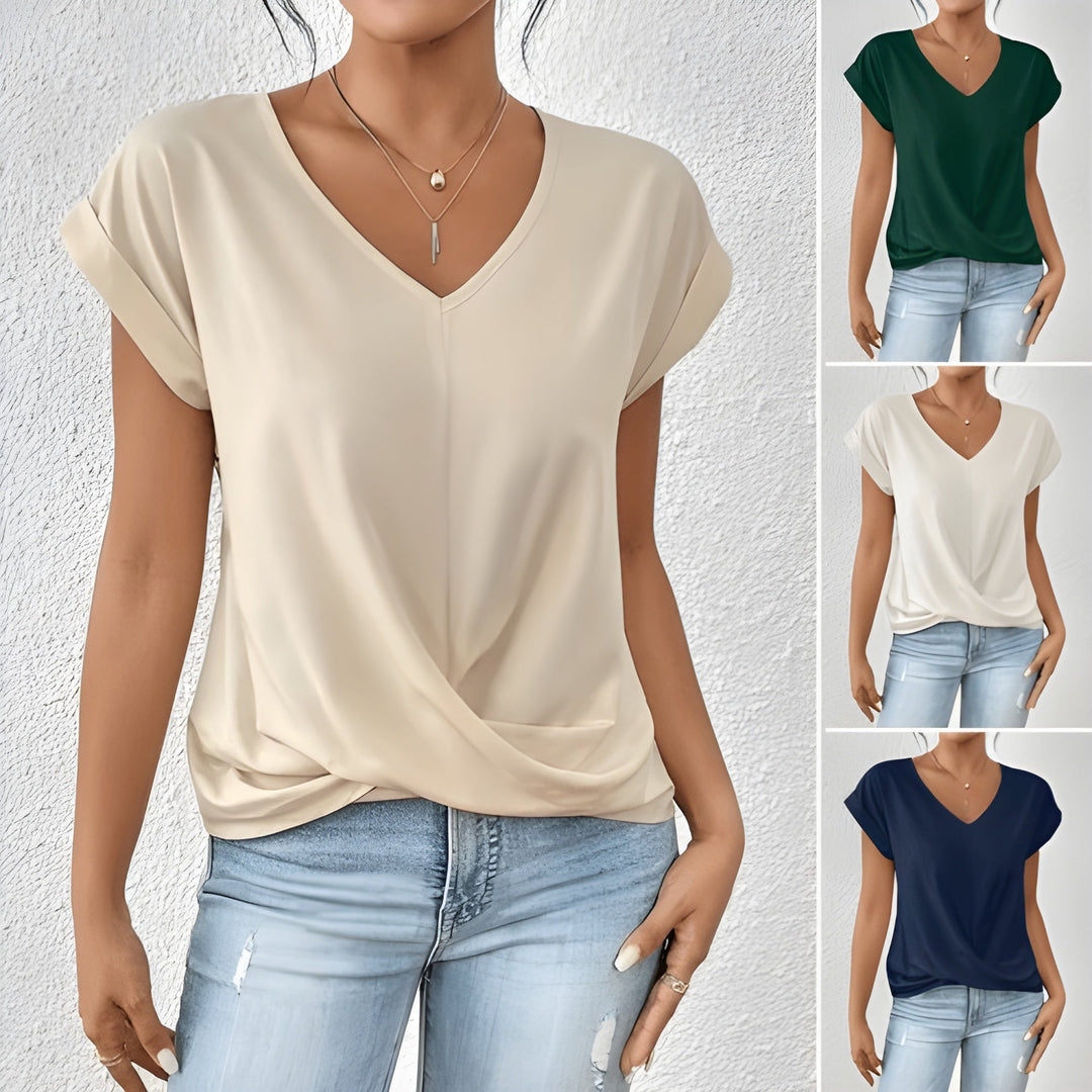 Kathrina | Twist Front V-Neck Shirt