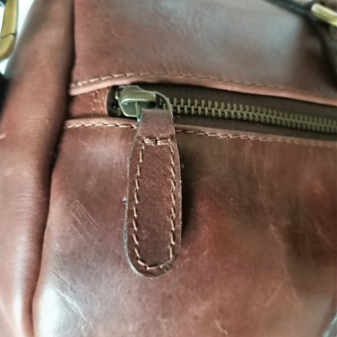 Dark Brown Leather Duffel Bag