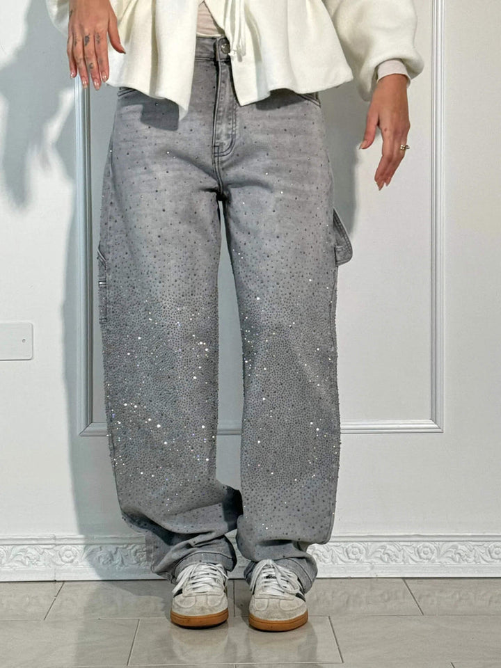 Zella - Relaxed Jeans with Shiny Rhinestones