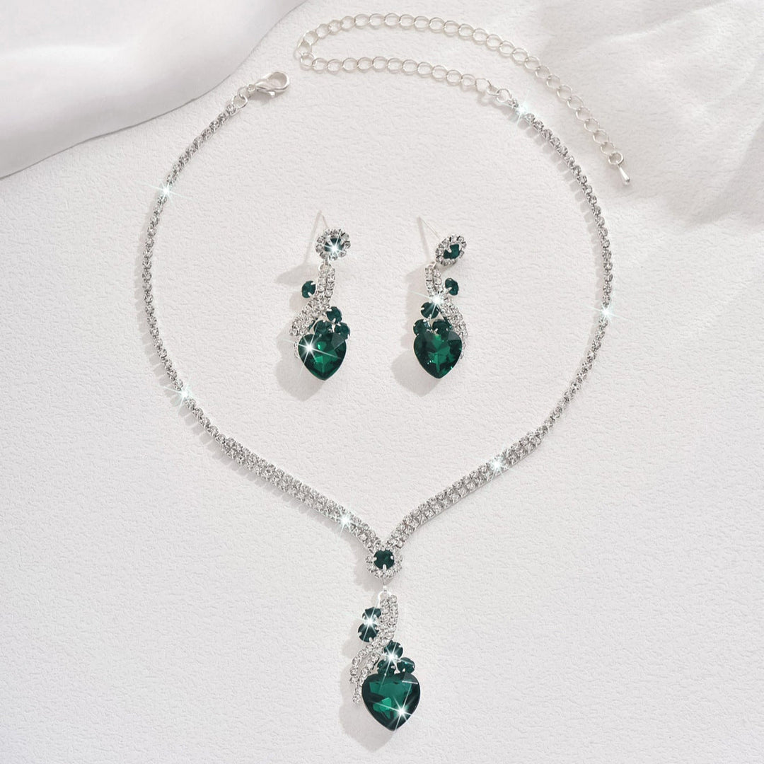 Lelia - Rhinestone Necklace Earrings Set