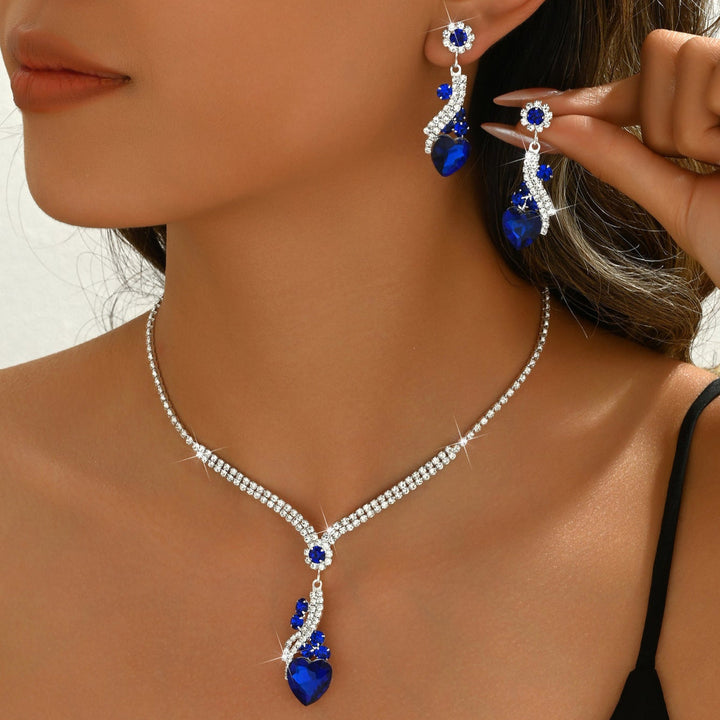 Lelia - Rhinestone Necklace Earrings Set