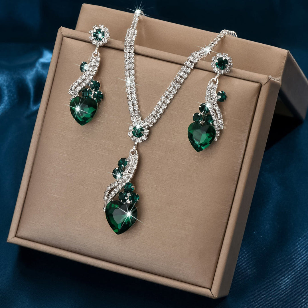 Lelia - Rhinestone Necklace Earrings Set