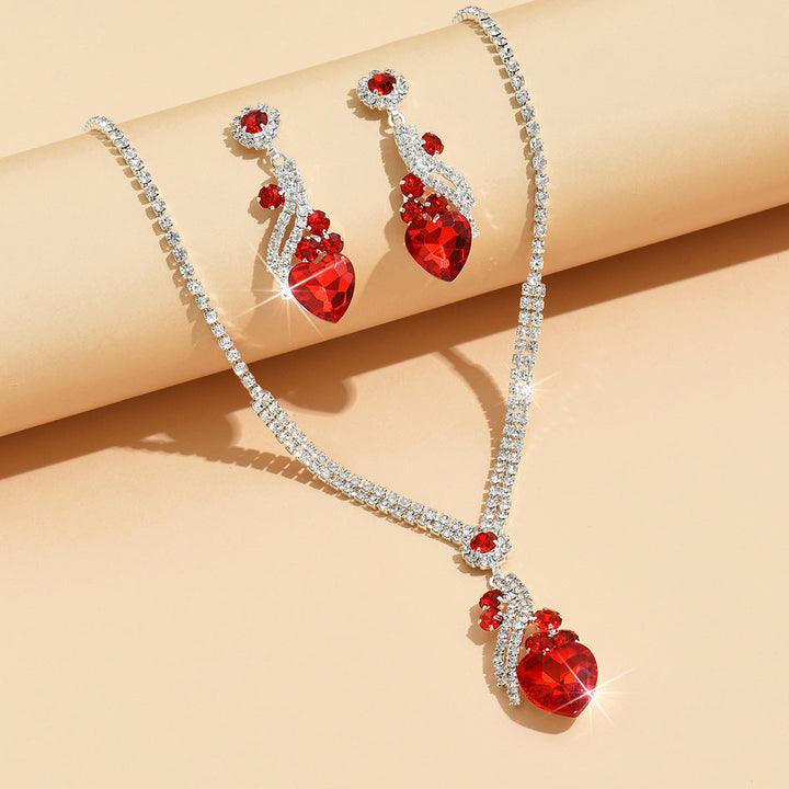 Lelia - Rhinestone Necklace Earrings Set