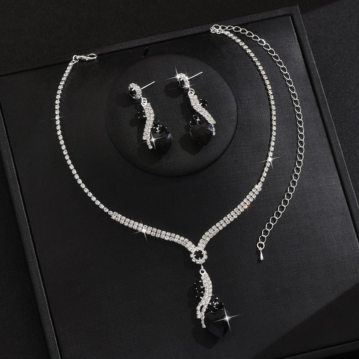 Lelia - Rhinestone Necklace Earrings Set