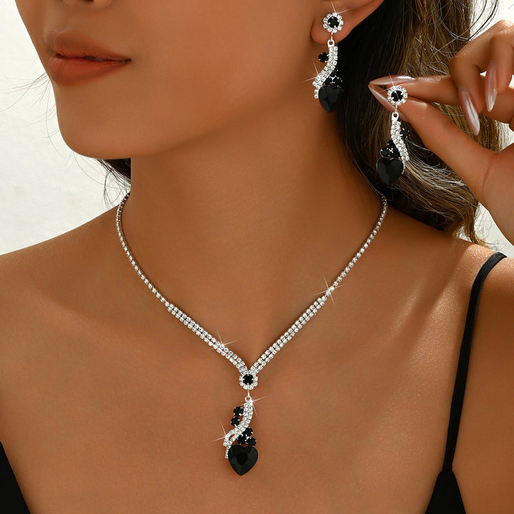 Lelia - Rhinestone Necklace Earrings Set