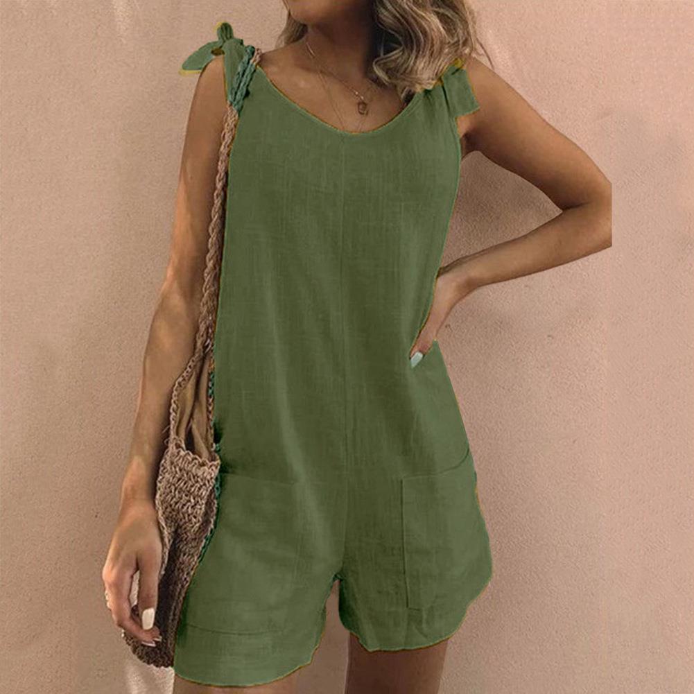 Addison - Jumpsuit With Bow Shoulder Straps And Pockets