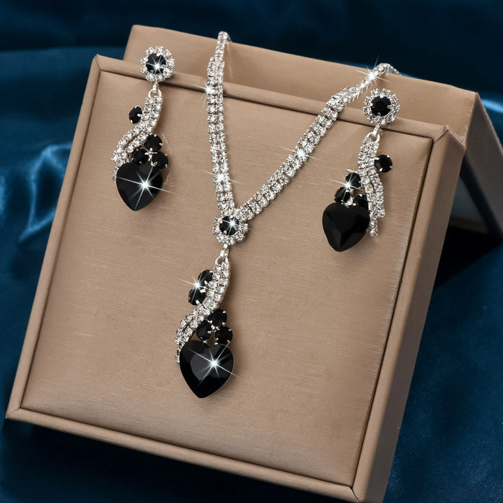 Lelia - Rhinestone Necklace Earrings Set