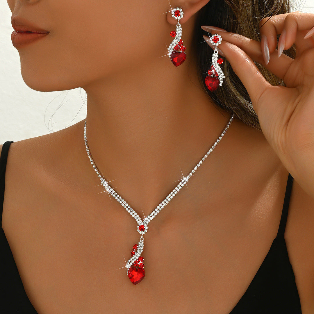 Lelia - Rhinestone Necklace Earrings Set