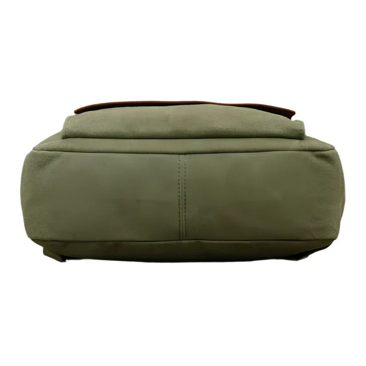 Genuine Leather & Canvas Rucksack | Vintage College Laptop Backpack