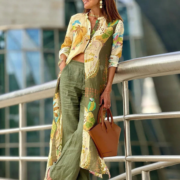 Vesperina - Unique Print Shirt Dress Set