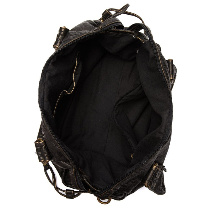 Elegant vintage leather black handbag